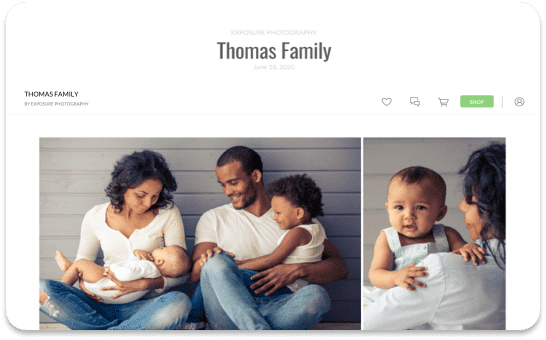Thomas Family portrait: parents and two children, one infant, one toddler. Professional photos displayed on website