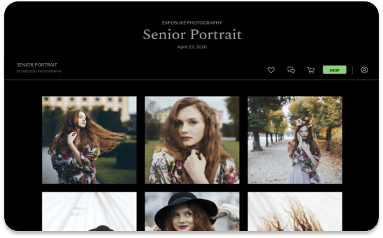 Gallery of senior portraits: redhead woman in various outdoor settings